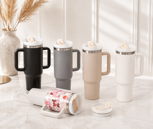 1,2 L Isolerad Termosmugg med Handtag & Sugrör – Rostfritt Stål