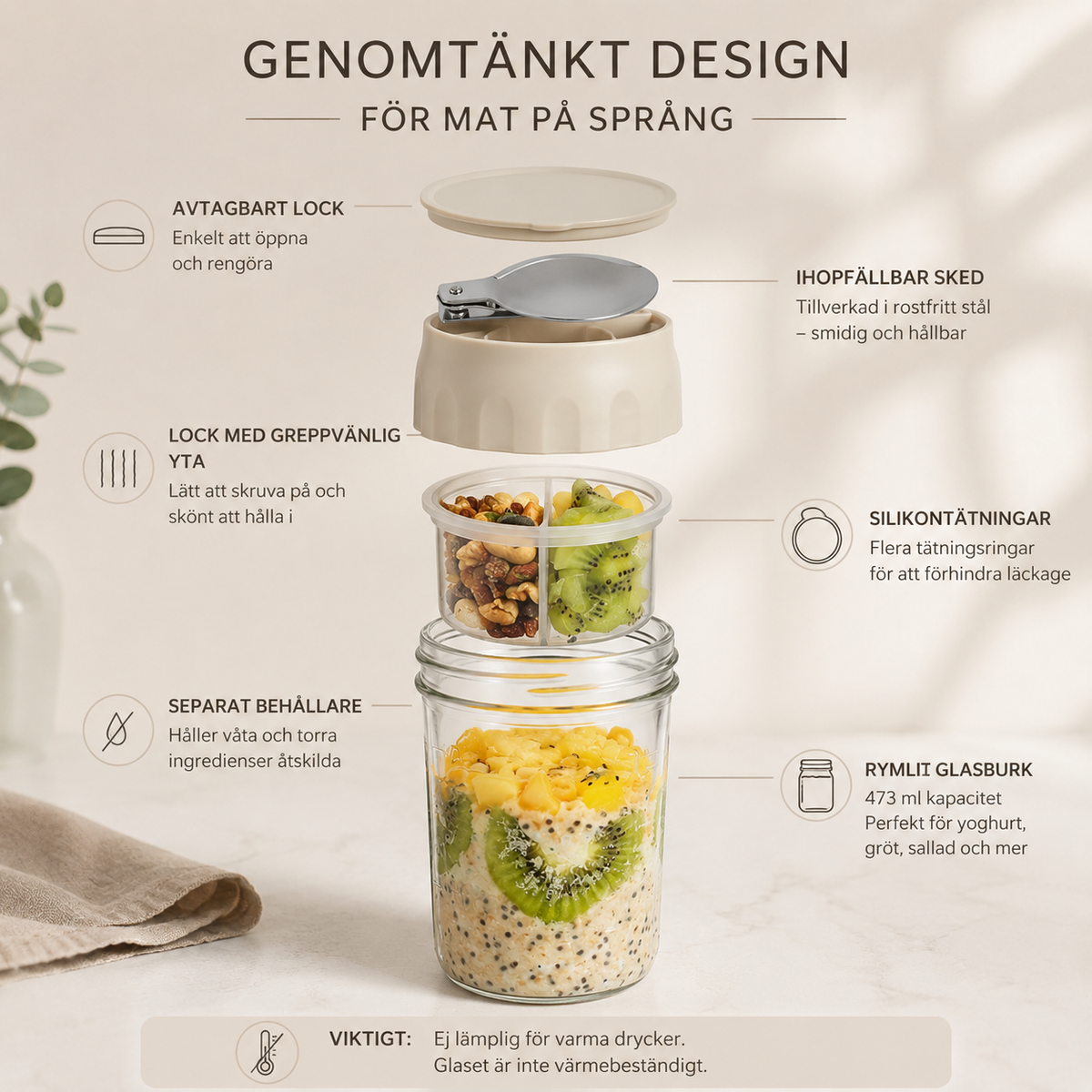 Frukostburk för Overnight Oats och mycket mer